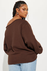 Von Dutch Classic Off Shoulder Sweatshirt - Brown