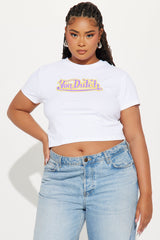Von Dutch Graffiti Baby Tee - White/Gold
