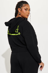Von Dutch Embroidered Cropped Hoodie - Black/Green