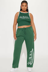 Von Dutch Washed Wide Leg Pant - Hunter Green