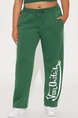 Von Dutch Washed Wide Leg Pant - Hunter Green