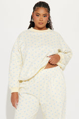 Gingham Girlie Sweatsuit Set - Yellow