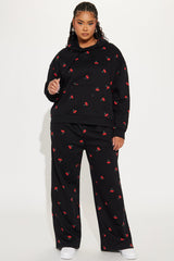 Sweeter Than Cherries Sweatsuit Set - Black