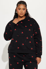 Sweeter Than Cherries Sweatsuit Set - Black