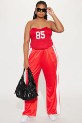 Take Notes Jersey Corset Top - Red