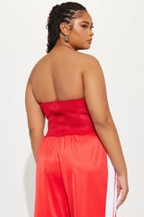 Take Notes Jersey Corset Top - Red