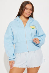 Ciao Bella Limone Zip Up Hoodie - Light Blue