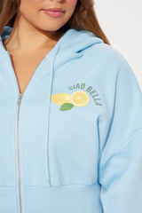 Ciao Bella Limone Zip Up Hoodie - Light Blue