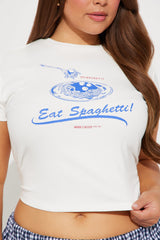 Eat Spaghetti Baby Tee - White