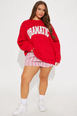 Dramatic Crew Neck Sweatshirt - Red