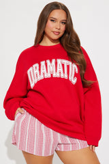 Dramatic Crew Neck Sweatshirt - Red