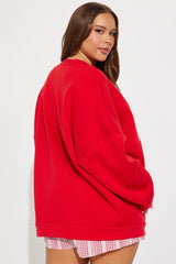 Dramatic Crew Neck Sweatshirt - Red