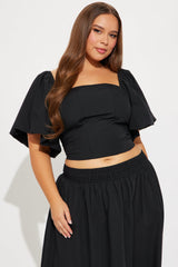Let's Runaway Together Midi Skirt Set - Black