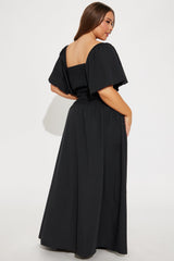 Let's Runaway Together Midi Skirt Set - Black
