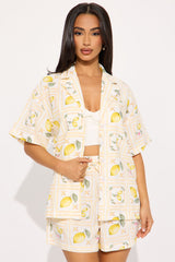 Taste Of Summer Linen Short Set - Yellow/combo