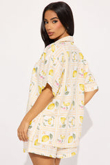 Taste Of Summer Linen Short Set - Yellow/combo