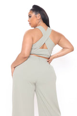 Ciao Bella Wide Leg Pant Set - Sage
