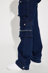 Out Of My Way Stretch Cargo Jean - Dark Wash