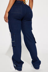 Out Of My Way Stretch Cargo Jean - Dark Wash