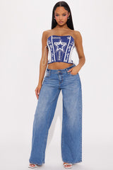 All Star Player Corset Top - Royal/combo