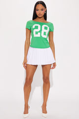 Ready To Play Off Shoulder Tee - Kelly Green