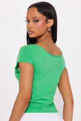 Ready To Play Off Shoulder Tee - Kelly Green