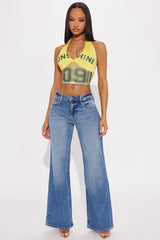 Flare For You Wide Leg Jeans - Medium Wash
