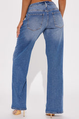 Flare For You Wide Leg Jeans - Medium Wash