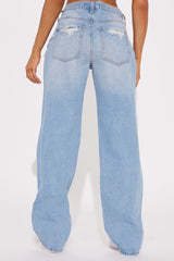 Up To Something Ripped Non Stretch Straight Leg Jean - Vintage Wash