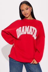 Dramatic Crew Neck Sweatshirt - Red