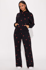Sweeter Than Cherries Sweatsuit Set - Black