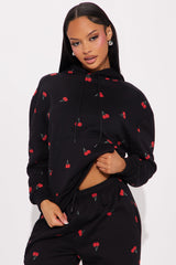 Sweeter Than Cherries Sweatsuit Set - Black