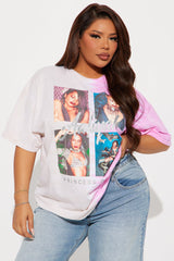 Aaliyah Split Washed Tee - Pink/combo