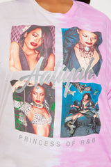 Aaliyah Split Washed Tee - Pink/combo