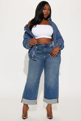 Miranda Cuffed Wide Leg Crop Jean - Dark Wash