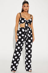 Monroe Polka Dot Pant Set - Black/combo