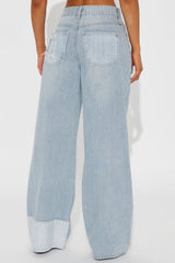 Cielo Non Stretch Destructed Wide Leg Jeans - Light Wash