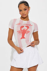Le Lobster Bistro Seafood Striped Tee - Pink