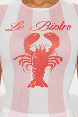 Le Lobster Bistro Seafood Striped Tee - Pink
