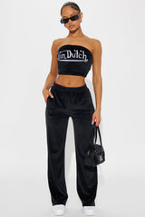 Von Dutch Velour Tube Top - Black/White