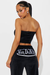Von Dutch Velour Tube Top - Black/White