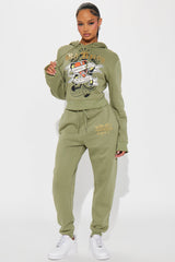Ed Hardy Broken Hearts Cropped Hoodie - Sage