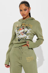 Ed Hardy Broken Hearts Cropped Hoodie - Sage