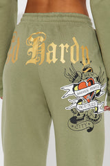 Ed Hardy Broken Hearts Jogger - Sage