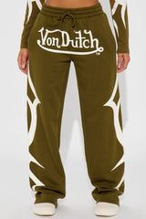 Von Dutch Trendy Wide Leg Pant - Olive
