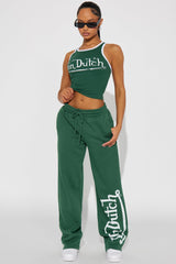Von Dutch Washed Wide Leg Pant - Hunter Green