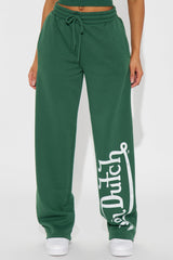 Von Dutch Washed Wide Leg Pant - Hunter Green