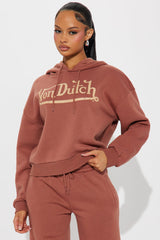 Von Dutch Vintage Cropped Hoodie - Mocha