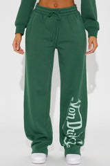 Von Dutch Distressed Wide Leg Pant - Hunter Green