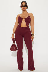 After Hours Halter Pant Set - Wine